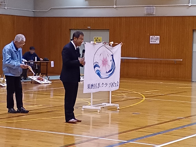 須磨区老人クラブ連合会の輪投げ大会にて始球式を行いました。