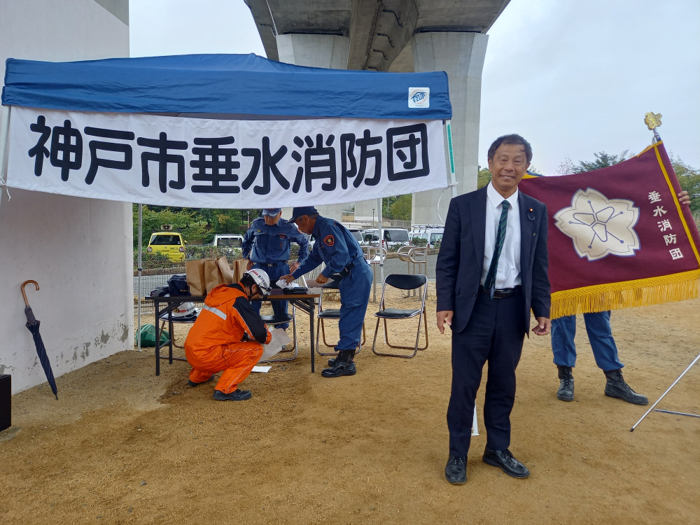 垂水区消防団の訓練にて