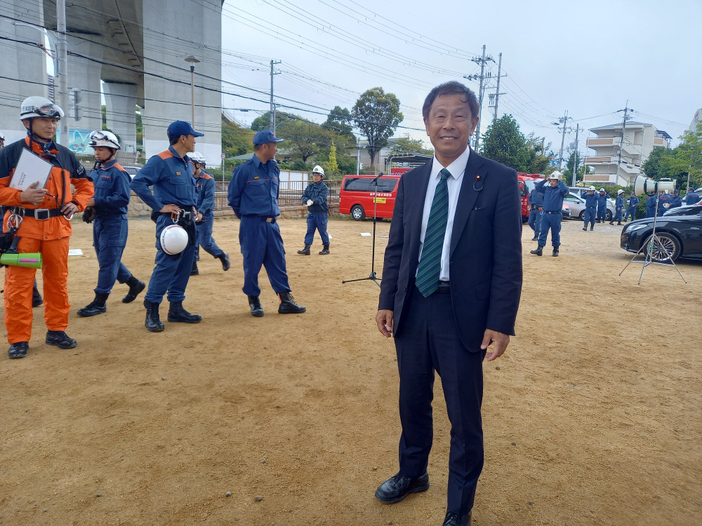 垂水区消防団の訓練にて